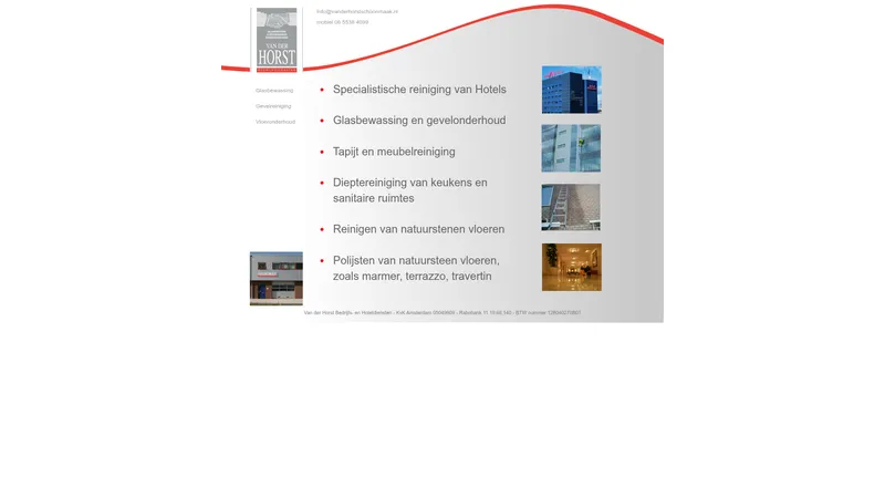 Website van Van der Horst Bedrijfs- en Hoteldiensten