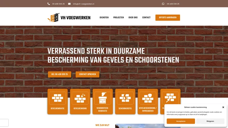Website van VH - voegwerken