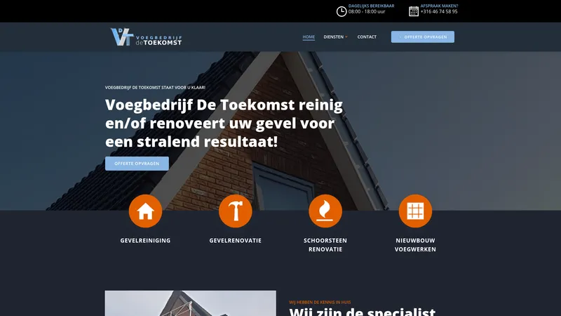Website van Voegbedrijf De Toekomst