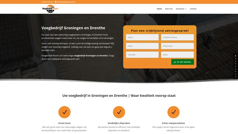 Website van Voegbedrijf Noord