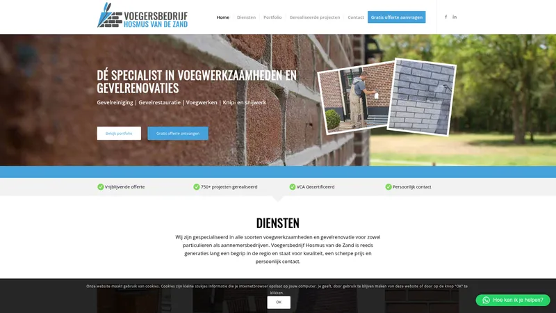 Website van Voegersbedrijf Hosmus van de Zand