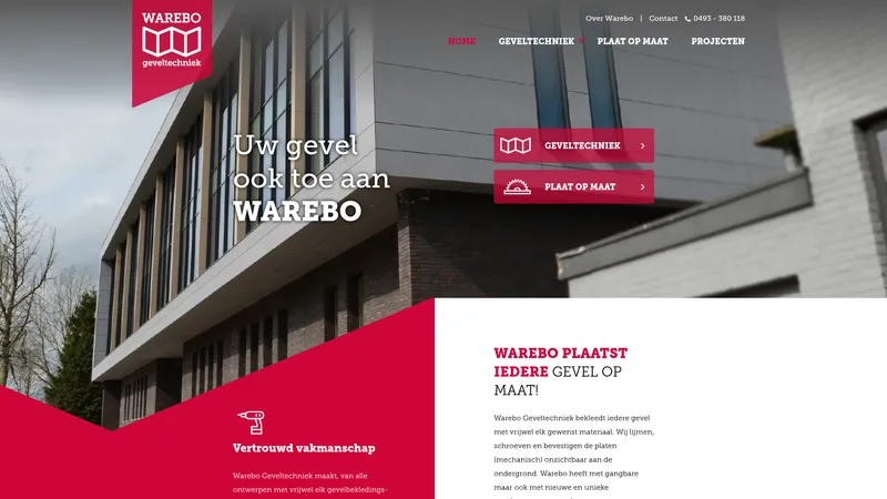 Website van Warebo Geveltechniek