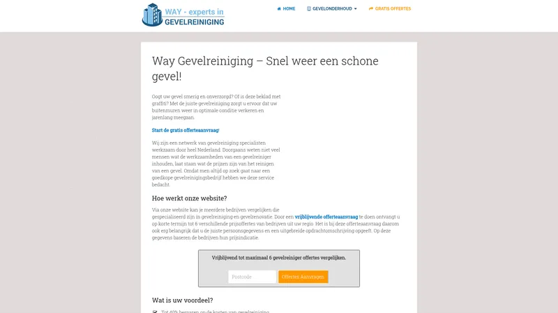 Website van Way Gevelreiniging