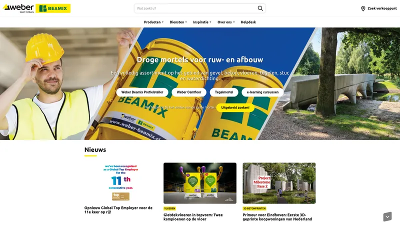 Website van Weber Beamix