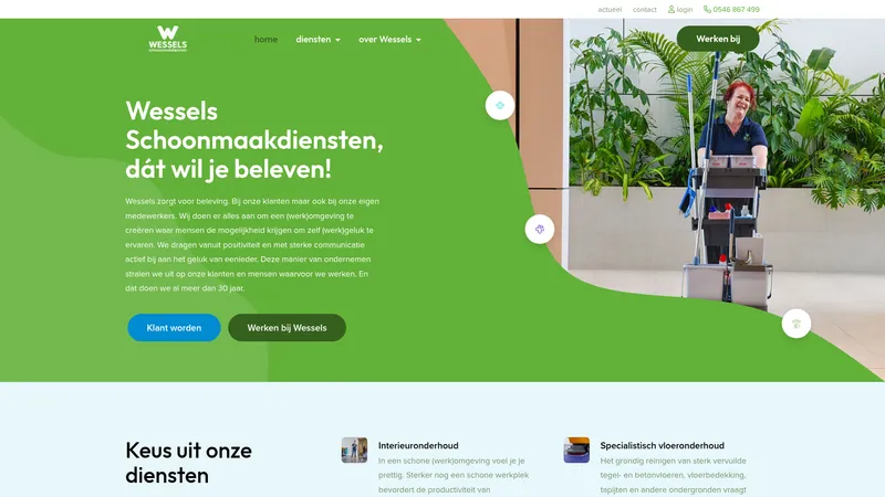 Website van Wessels schoonmaakdiensten
