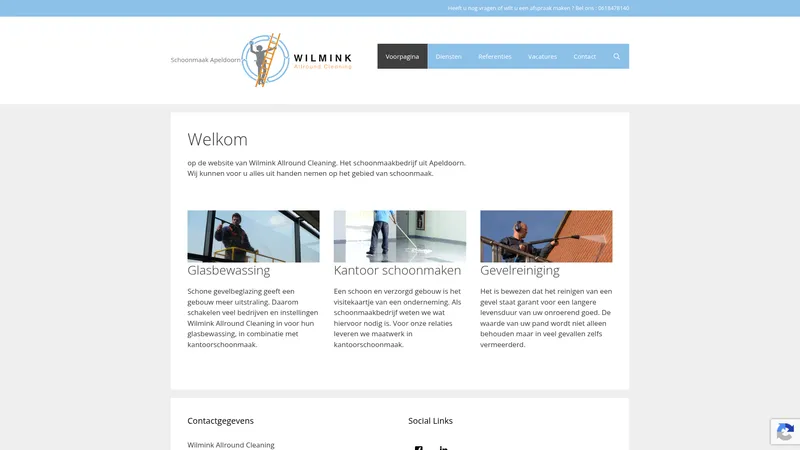 Website van Wilmink Allround Cleaning