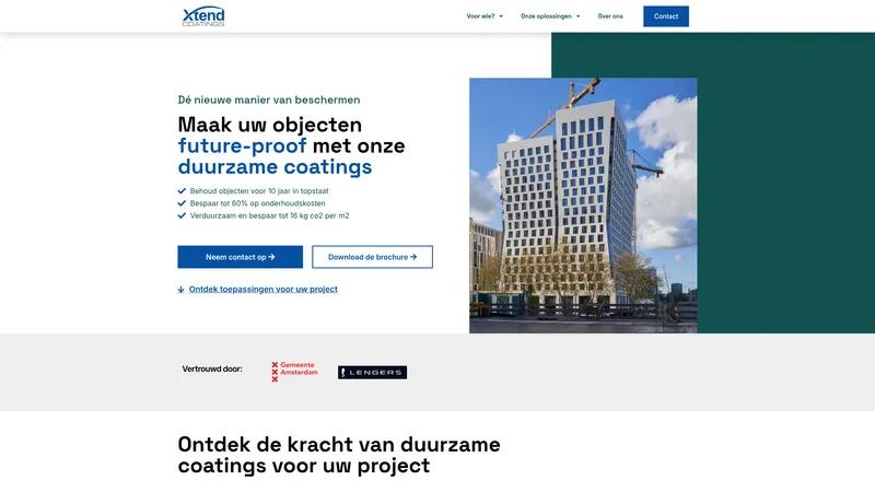Website van Xtend Coatings